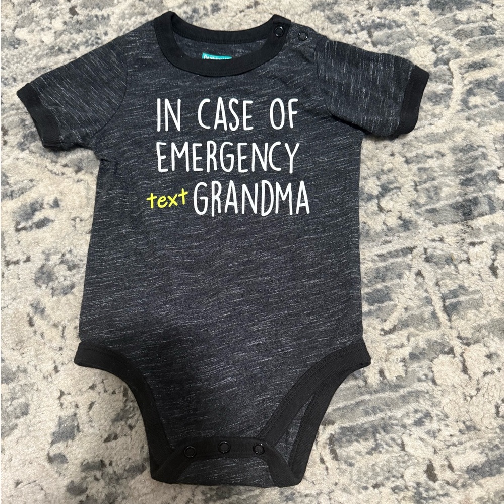 Charcoal Kids Bodysuit - 'Text Grandma' Design
